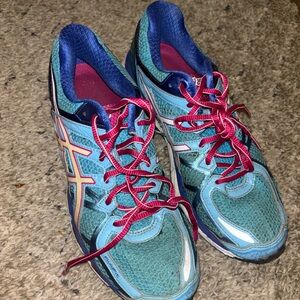 ASICS Women's Teal and Pink Athletic Shoes